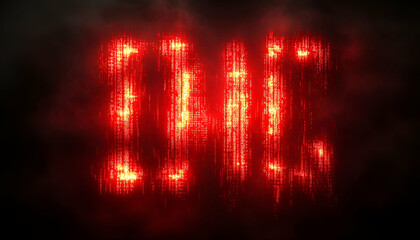 Poster - Glowing Error Code in Dark Smoke