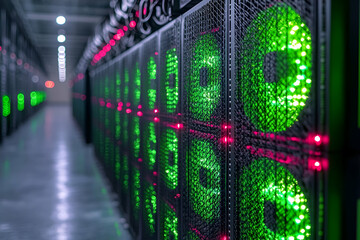 Poster - Data center server room aisle glowing