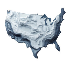 Poster - A three-dimensional topographic map of the United States showing layered contour lines depicting elevation changes.