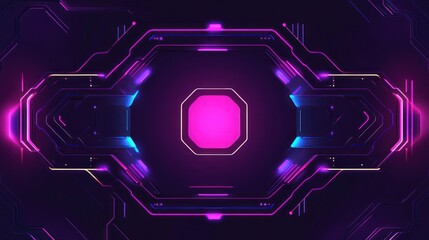 Poster - Abstract Futuristic Cyberpunk Neon Glowing Circuit Board Design