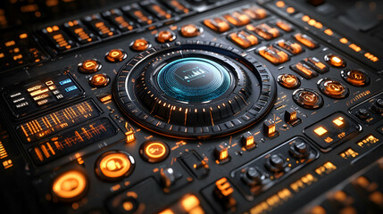 Poster - Futuristic control panel interface close-up