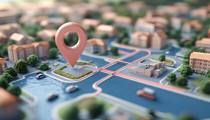 Poster - GPS Location Pin Suburban Navigation Map