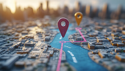 Poster - City map route planning, navigation app