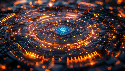 Poster - Glowing CPU core, circuit board, technology, future