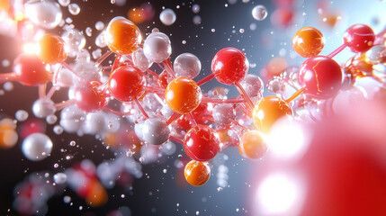 Aufkleber - Futuristic depiction of nanobot swarm assembling with colorful molecules, showcasing intricate details and vibrant colors in dynamic environment