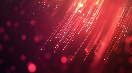 Poster - Crimson Cosmic Rain: Abstract Light Trails in a Reddish Hue