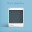© ahe555 - Social media post frame, square shape on blue background with realistic shadow, online mockup template.