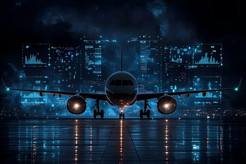 Poster - Airplane Night Runway Data Analytics Flight