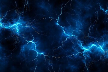 powerful blue lightning bolts against a dark background.