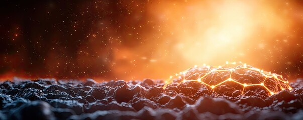 Poster - dust pollution idea. a stunning depiction of a warm, glowing surface in a cosmic environment.