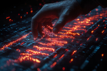 Poster - Hand activating futuristic circuit board