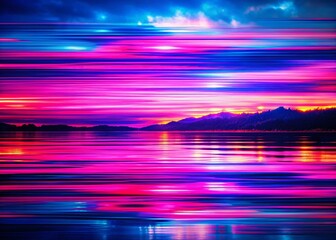 Fototapete - Glitch Art Abstract Background: Pink, Blue, Purple Horizontal Streaks