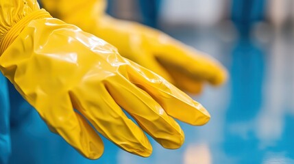 Poster - protective gloves used in chemical handling, highlighting their material and durability