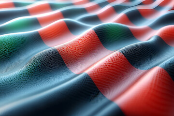 Poster - Wavy red-green fabric texture, close-up, background light