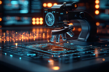 Poster - Futuristic microscope lab analysis research