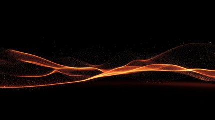 Poster - Abstract Orange Glowing Wave on Black Background: Digital Art