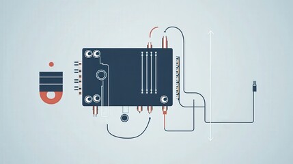 Poster - buck converter circuit, illustrating how an inductor, capacitor, diode, and switch work together