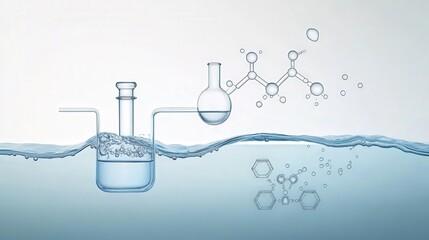 Poster - diagram of a hydration reaction, showing how water is added to a compound, such as the conversion of an alkene to an alcohol