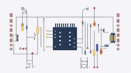 Poster - transistor-based amplifier circuit, showing the input, output, and transistor connections