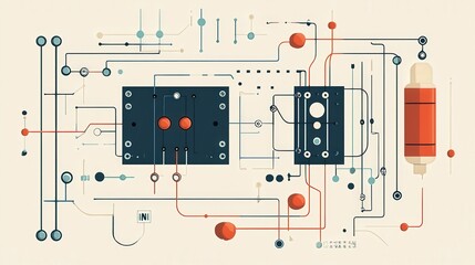 Poster - transistor-based amplifier circuit, showing the input, output, and transistor connections