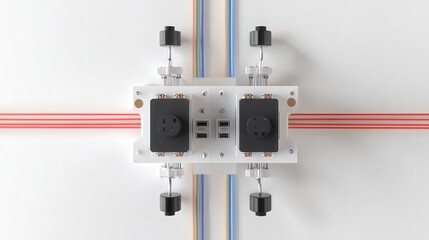Poster - diagram of an h-bridge motor driver circuit, showing how four switches control