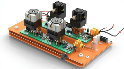 Poster - diagram of an h-bridge motor driver circuit, showing how four switches control