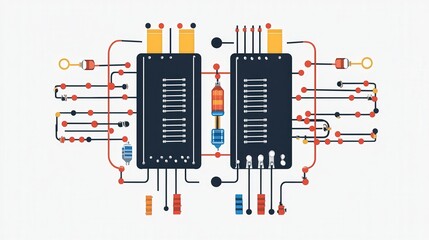 Poster - diagram of an op-amp comparator circuit, showing how an operational amplifier compares two input voltages and switches its output