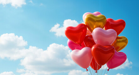 Poster - heart shaped balloons for valentines day . Generative AI
