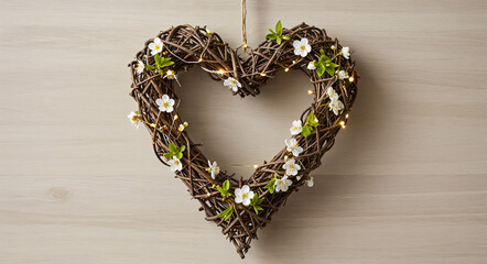 Poster - beautiful heart shaped wreath for valentines day . Generative AI