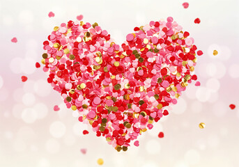 Poster - valentines day heart shaped confetti . Generative AI