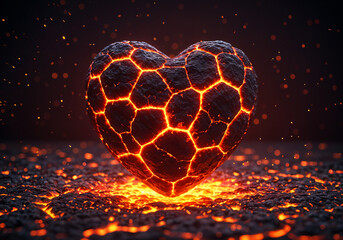 Poster - valentines day heart shaped lava meteorite . Generative AI