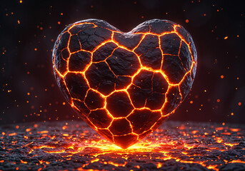 Poster - valentines day heart shaped lava meteorite . Generative AI