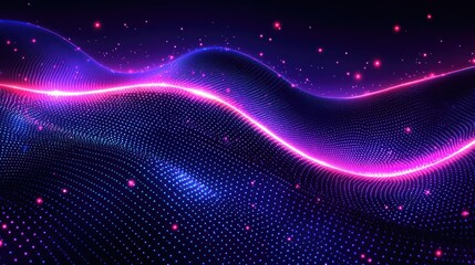 Poster - Abstract Glowing Wave of Purple and Blue Light Particles