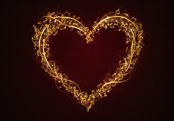 Poster - heart shaped music notes for valentines day . Generative AI