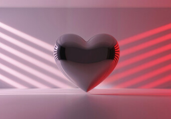 Poster - 3d ruby ​​heart for valentine's day . Generative AI