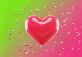 Poster - 3d caramel hearts for valentine's day . Generative AI