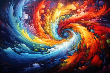 Poster - Vibrant colors swirl and explode from the center, creating a dynamic and mesmerizing pattern, reminiscent of a cosmic phenomenon in a fantastical universe
