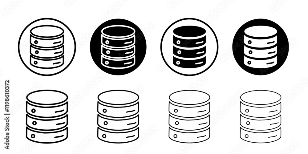 Database icon black and white vector sign Stock Vector | Adobe Stock