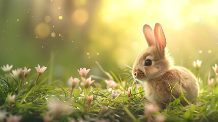 Bunny runs for easter cute bunny in a cozy setting adorable bunny in a field of grass during the springtime