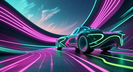 Wall Mural - car driving in the night