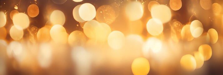 Poster - Warm golden bokeh lights create a cozy atmosphere in a festive setting during the evening hours of a celebration