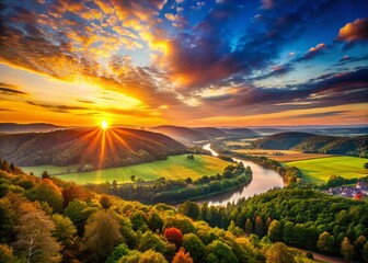 Canvas Print - Breathtaking Sunrise over Bad Orb, Germany - Scenic Landscape Photo