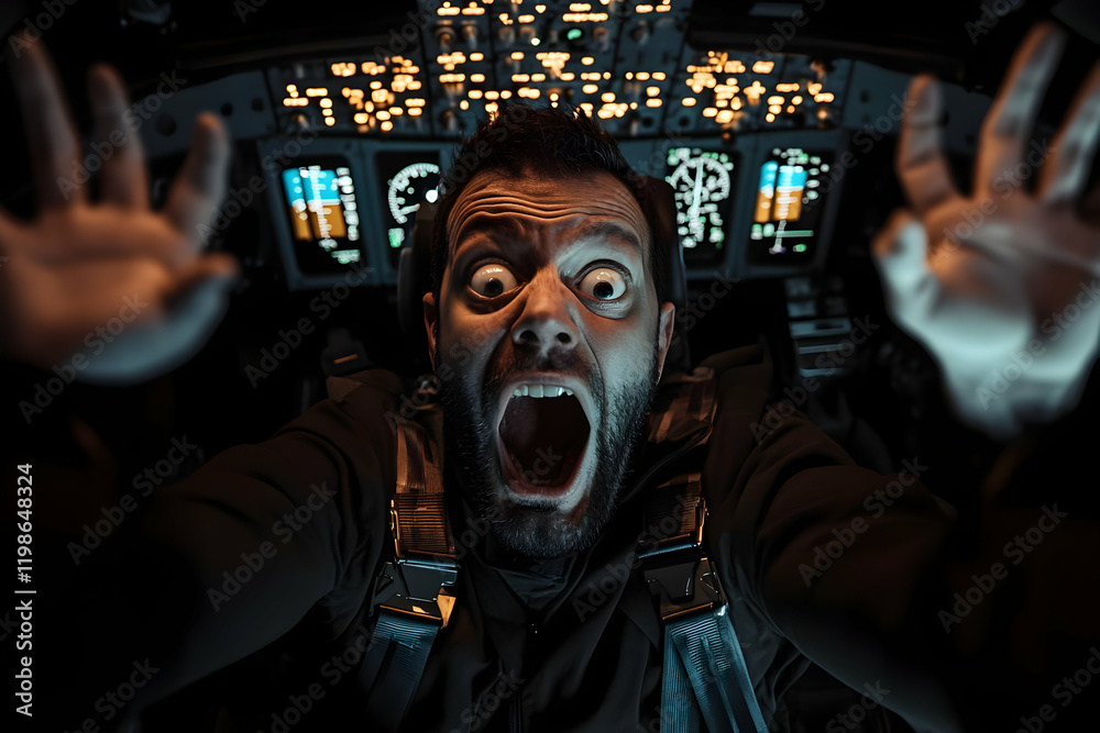 Terrified Pilot Screams in Airplane Cockpit During Night Flight ...