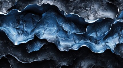 Poster - 3D-inspired abstract designs with blue and black tones.