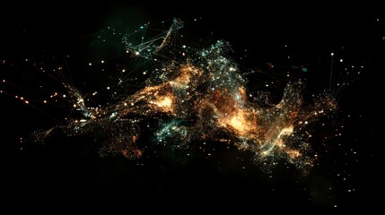 Poster - Abstract digital economy plexus visualization.