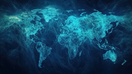 Poster - Abstract digital map with blue gradient highlights.
