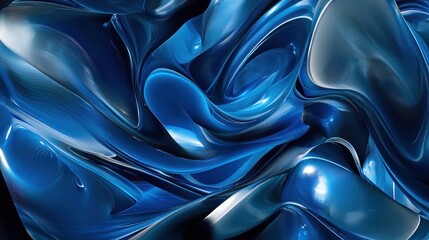 Fototapete - Abstract digital waves featuring blue light and motion.
