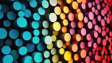 Poster - Abstract dots and triangles with a 3D gradient effect.