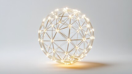 Poster - Abstract interconnected globe with glowing nodes on solid white background