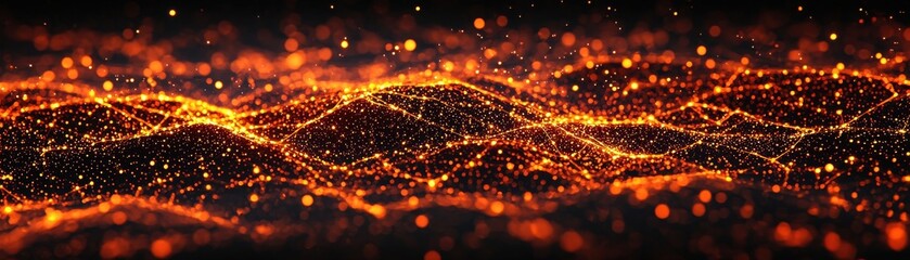 Poster - Dynamic flow of illuminating particles abstract background visual art dark environment creative concept